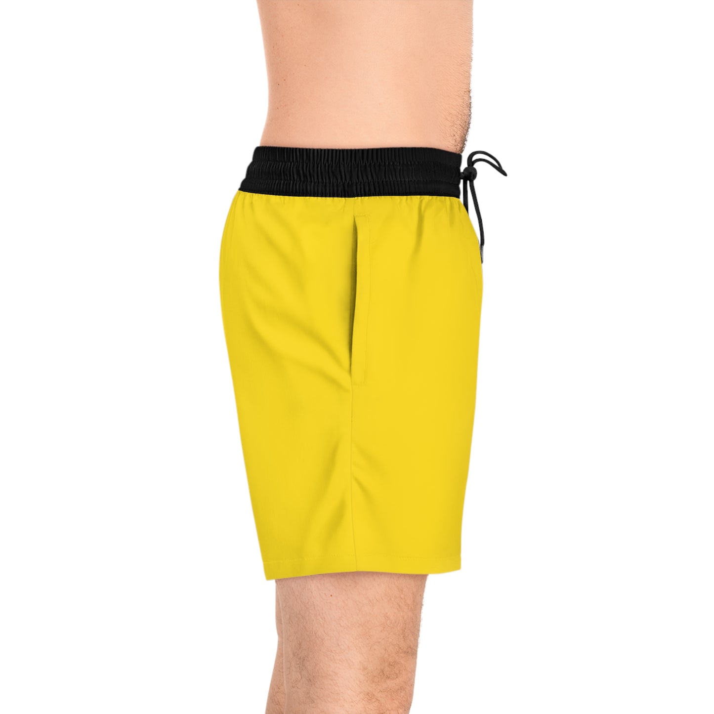 Men's Yellow Black Athletic Jogger Shorts Bold Geometric Sportwear - No Pockets