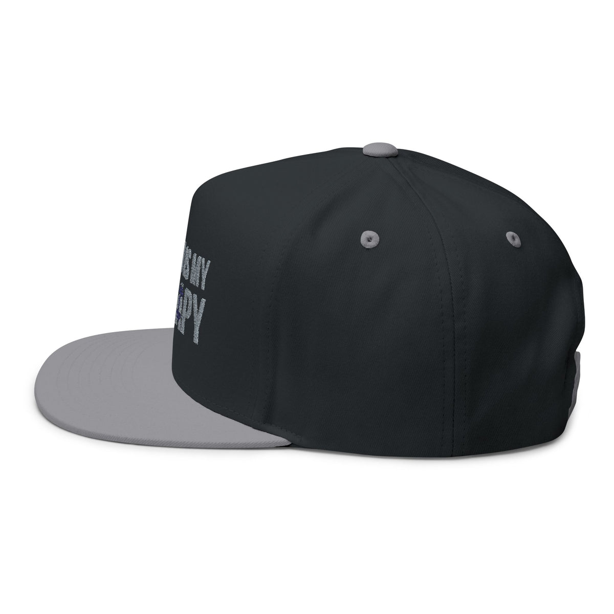 Flat Bill Cap — "The Gym Is My Therapy" Embroidered Fitness Hat