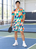 Pickleball Papaya Splash Prism Block Men's Sports Jersey - front view