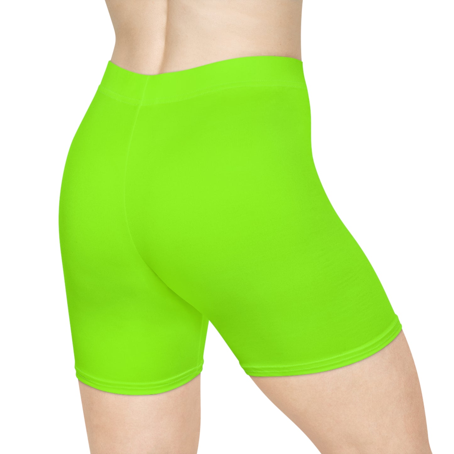Neon Green Racing Biker Shorts — Lightweight Activewear