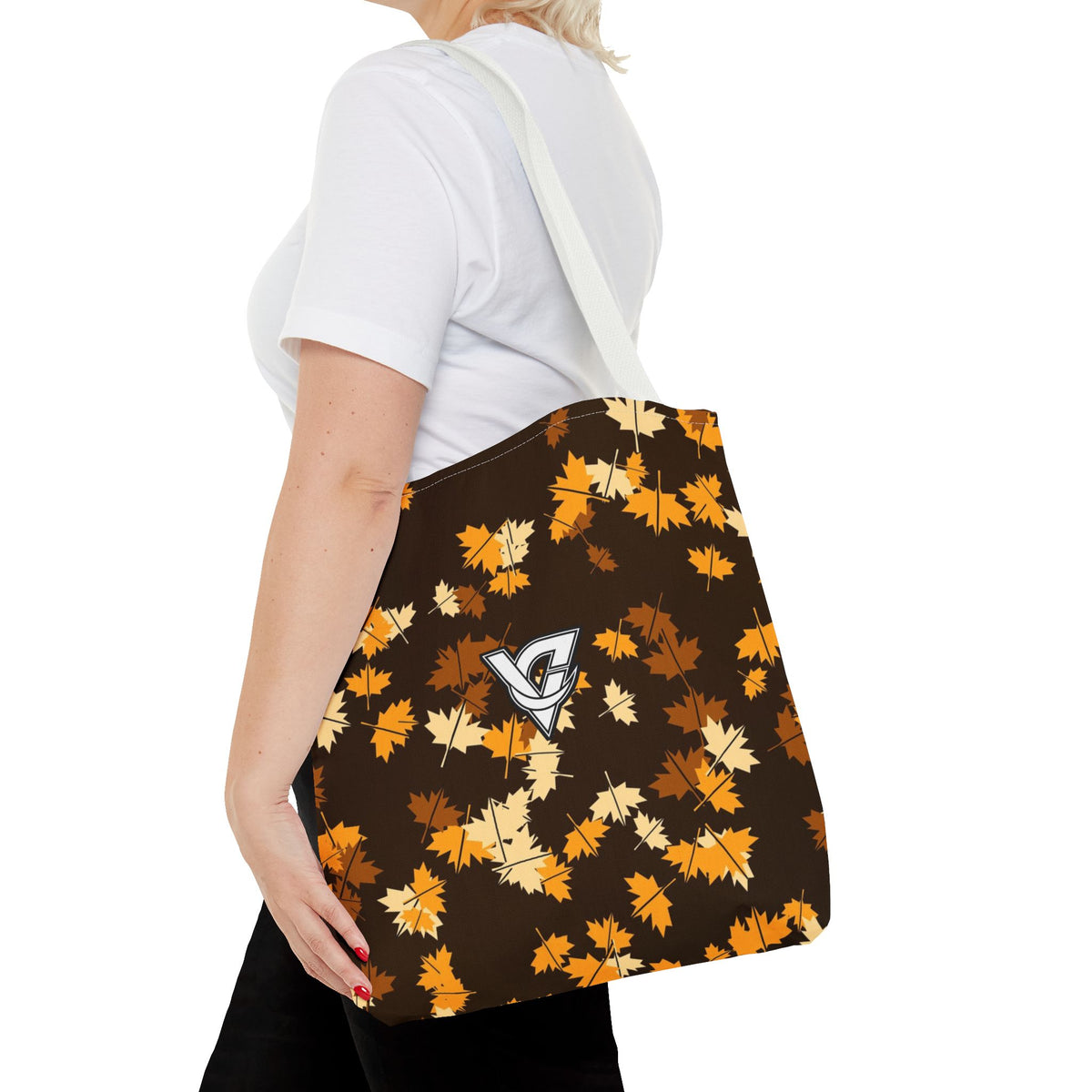 Amber Falling Leaves Tote Bag — All-Over Print Gym & Everyday Tote