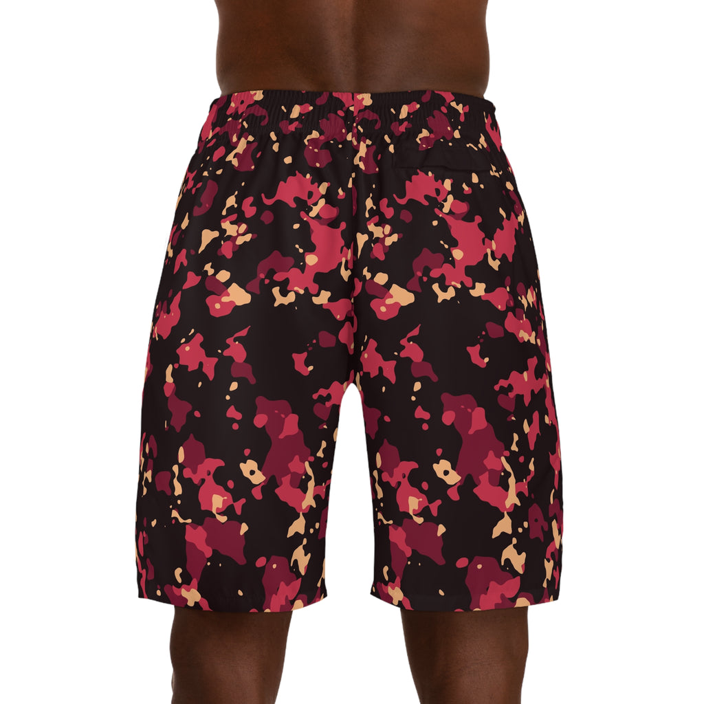 Men's Cranberry Splatter Performance Jogger Athletic Shorts with Pockets