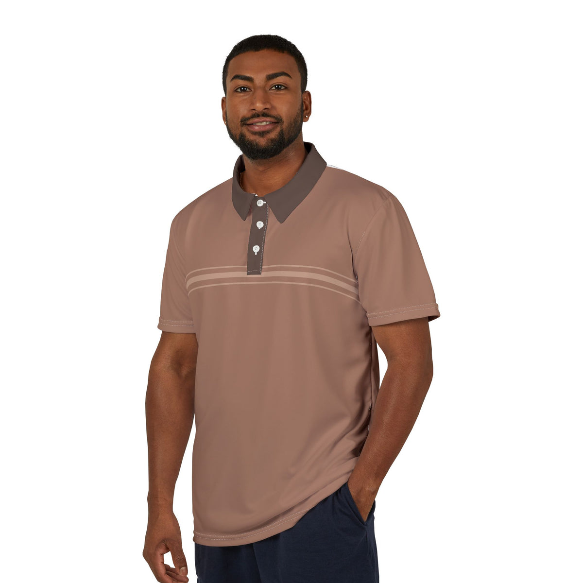 Brown Retro Stripe Polo Shirt