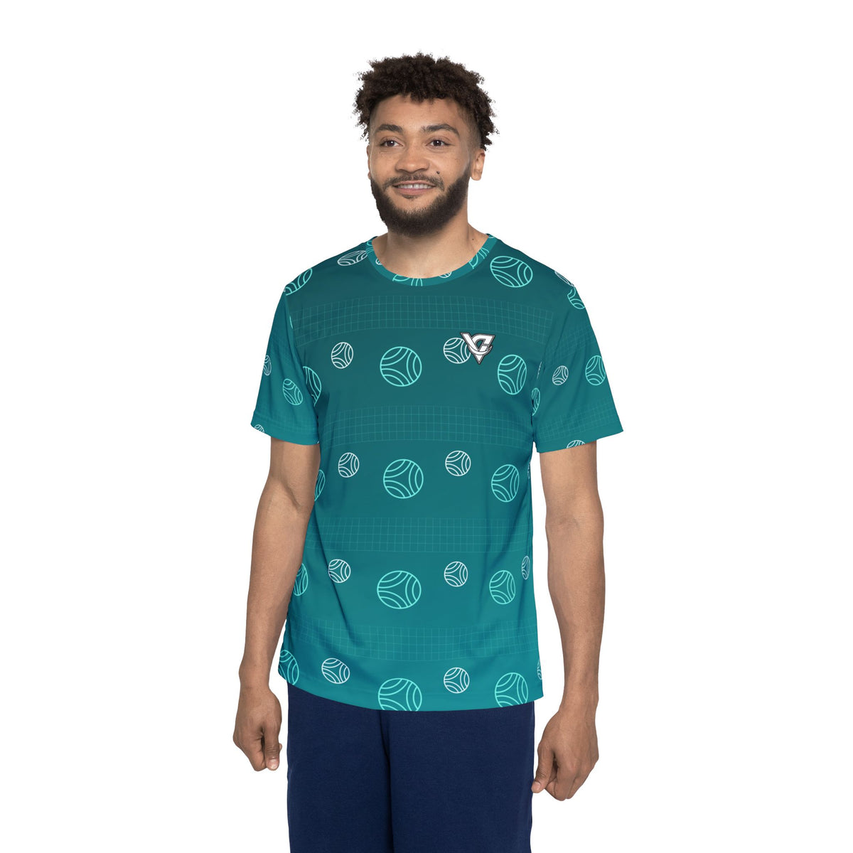 Volleyball Teal Wave Spike Panel Men's Sports Jersey