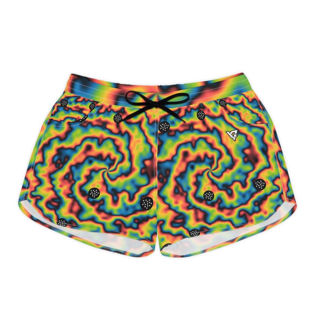 Golf Rainbow Rally Tie-Dye Spin Women's Athletic Shorts with Pockets