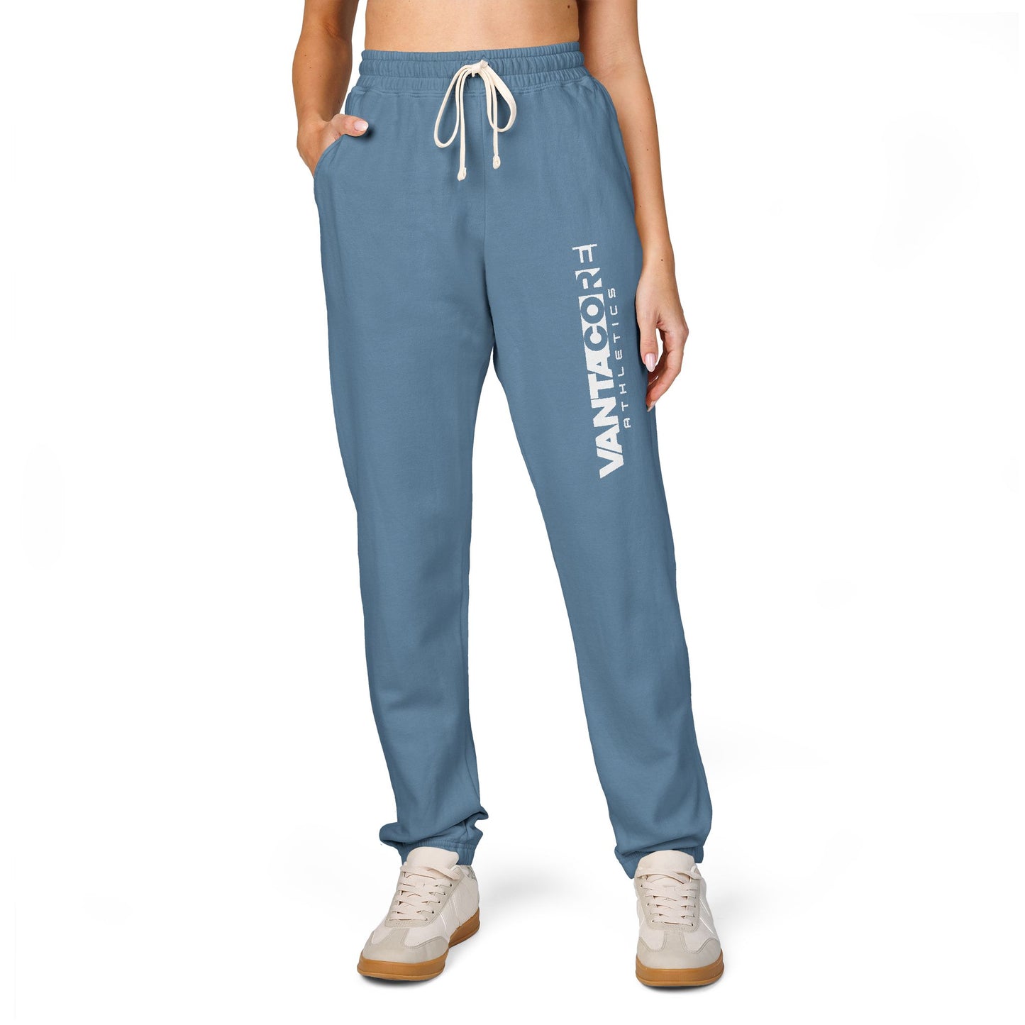 Vertical 'VANTOCOL?' Graphic Sweatpants — Garment-Dyed Fleece Joggers
