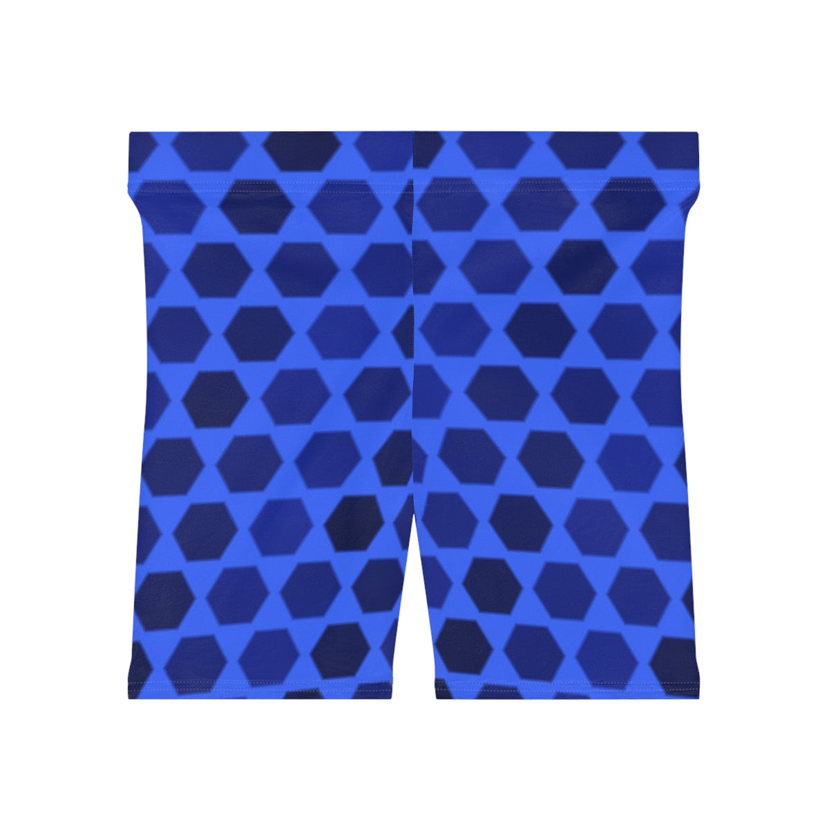 Royal Hex Grid Women's Biker Shorts — High-Waist Workout Shorts