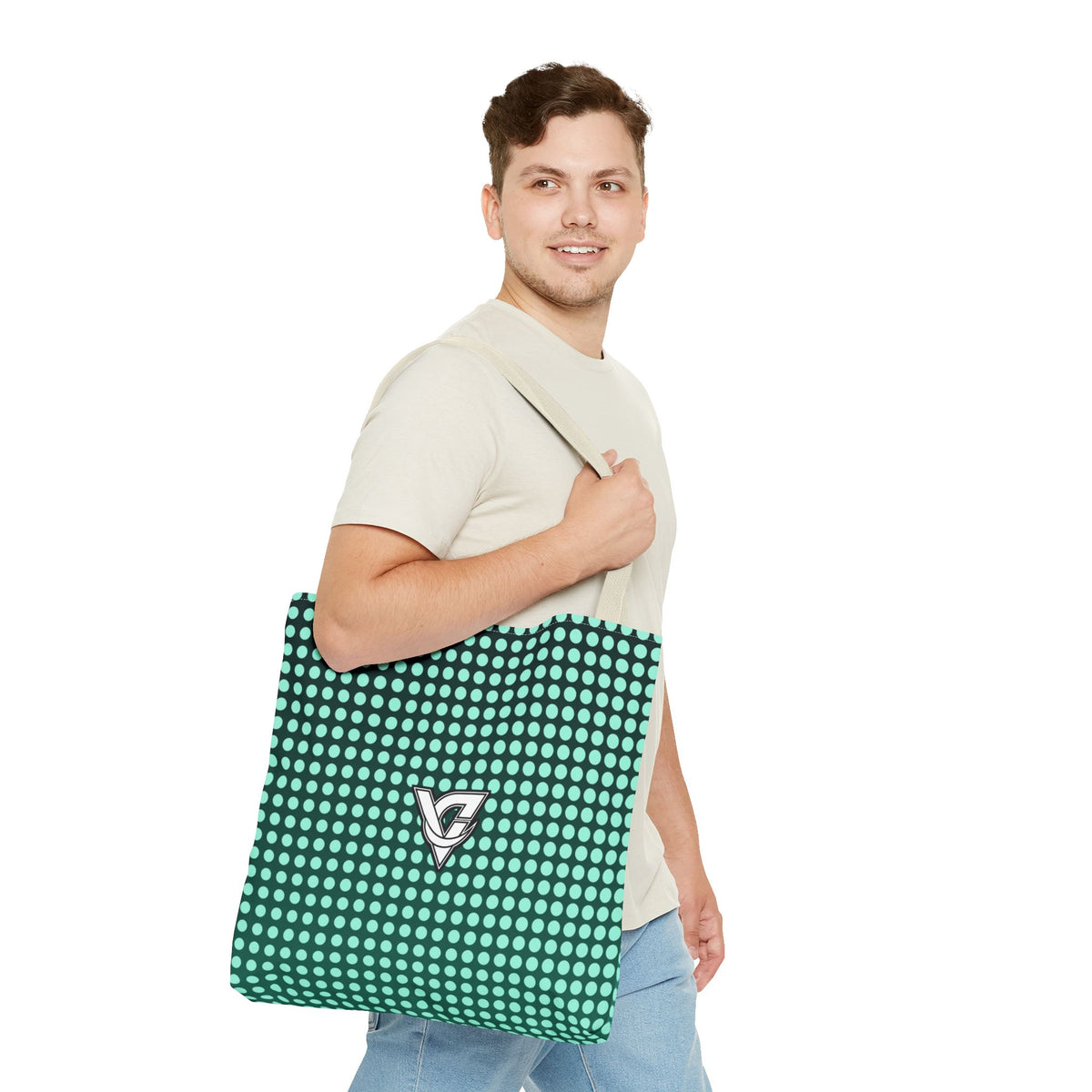Mint Halftone Tote Bag — All-Over Print Gym & Everyday Tote
