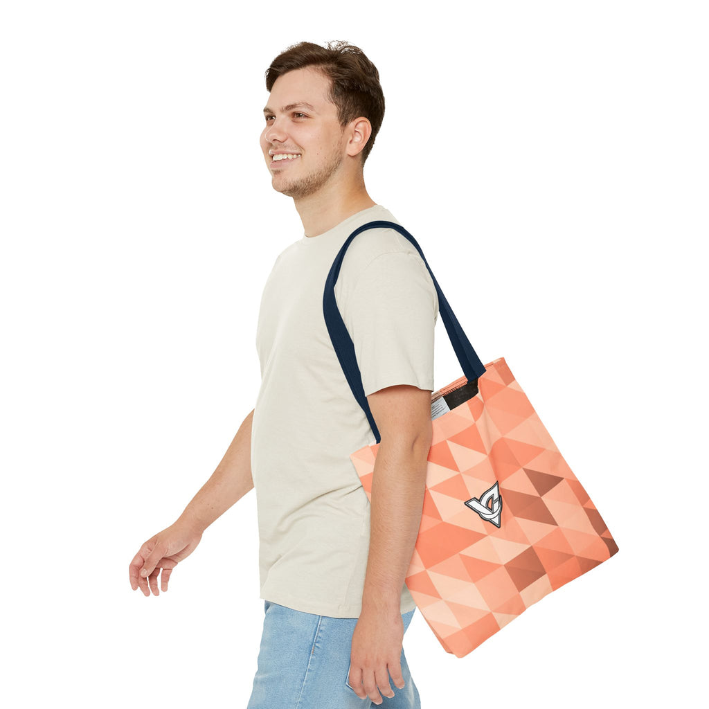 Peach Low-Poly Tote Bag — All-Over Print Gym & Everyday Tote