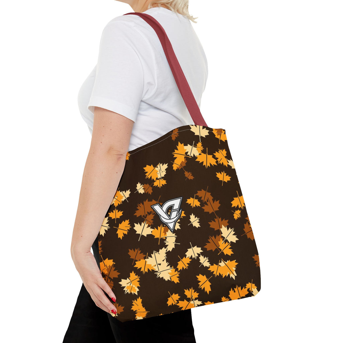 Amber Falling Leaves Tote Bag — All-Over Print Gym & Everyday Tote
