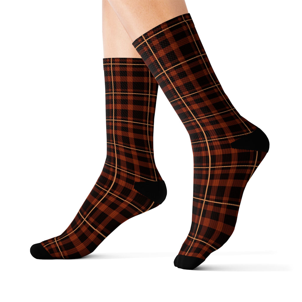 Rust Flannel Athletic Crew Socks