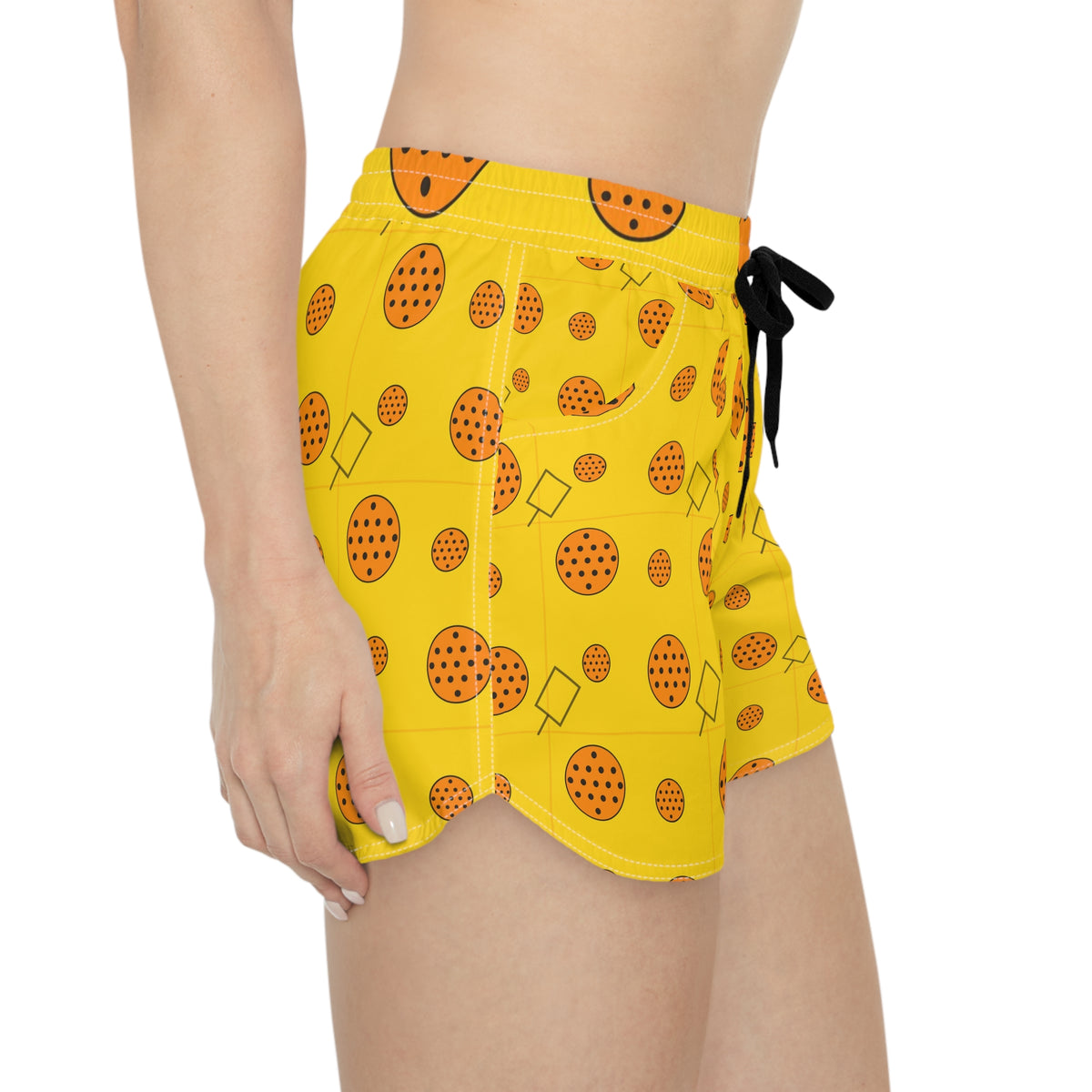 Pickleball Neon Citrus Dink Dot Women's Athletic Shorts with Pockets