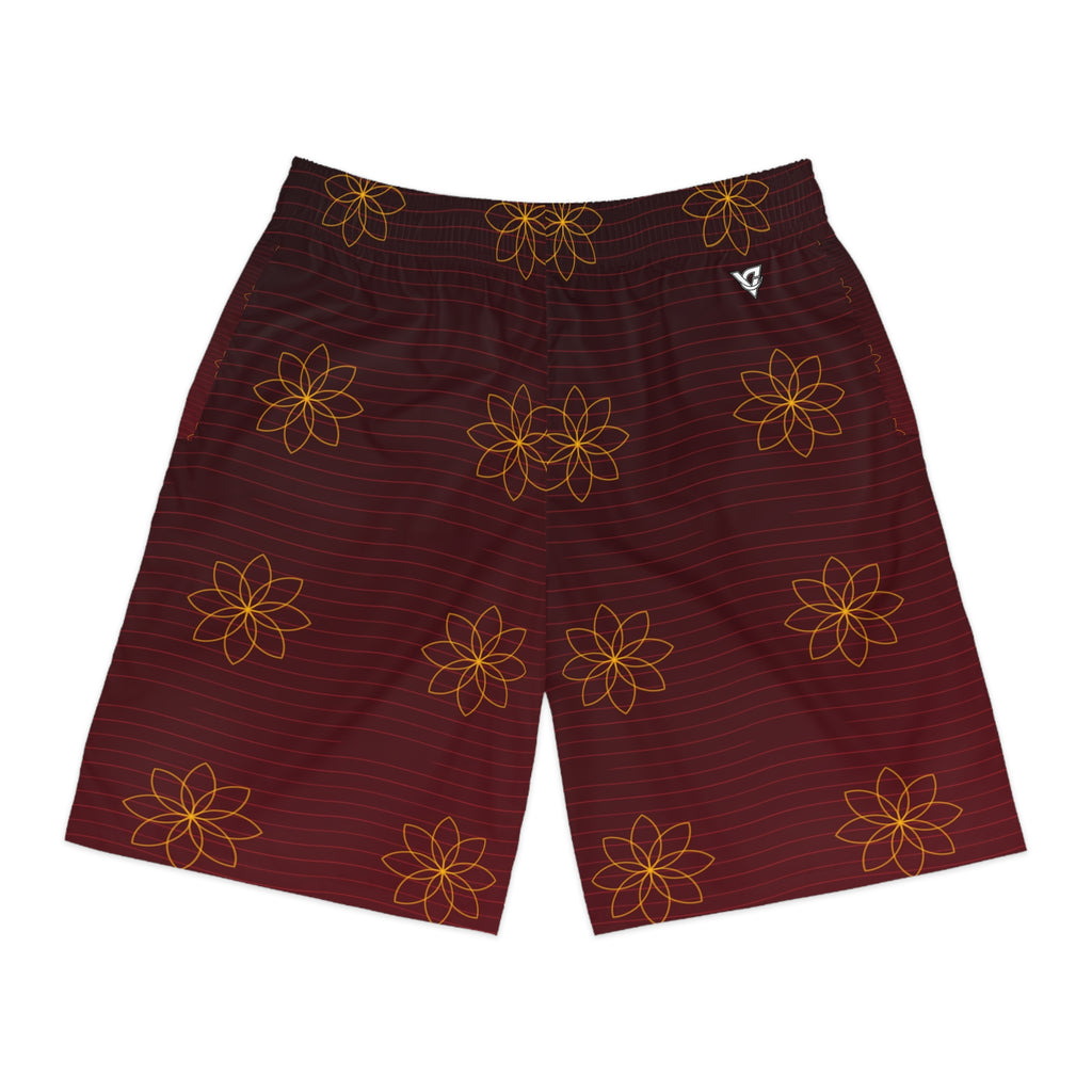 Yoga Crimson Blaze Flow Lotus Men's Athletic Shorts with Pockets
