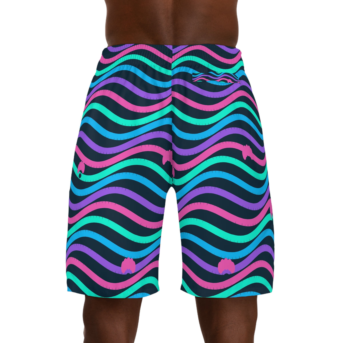 Yoga Neon Lagoon Wave Rider Men's Athletic Shorts with Pockets