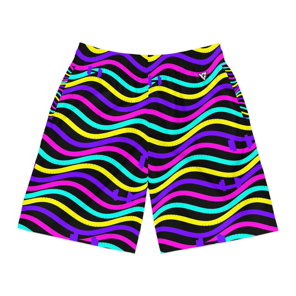 Training & Gym Midnight Neon Wave Rider Men's Athletic Shorts with Pockets
