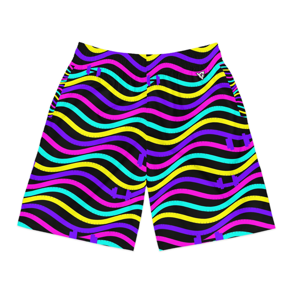 Training & Gym Midnight Neon Wave Rider Men's Athletic Shorts with Pockets