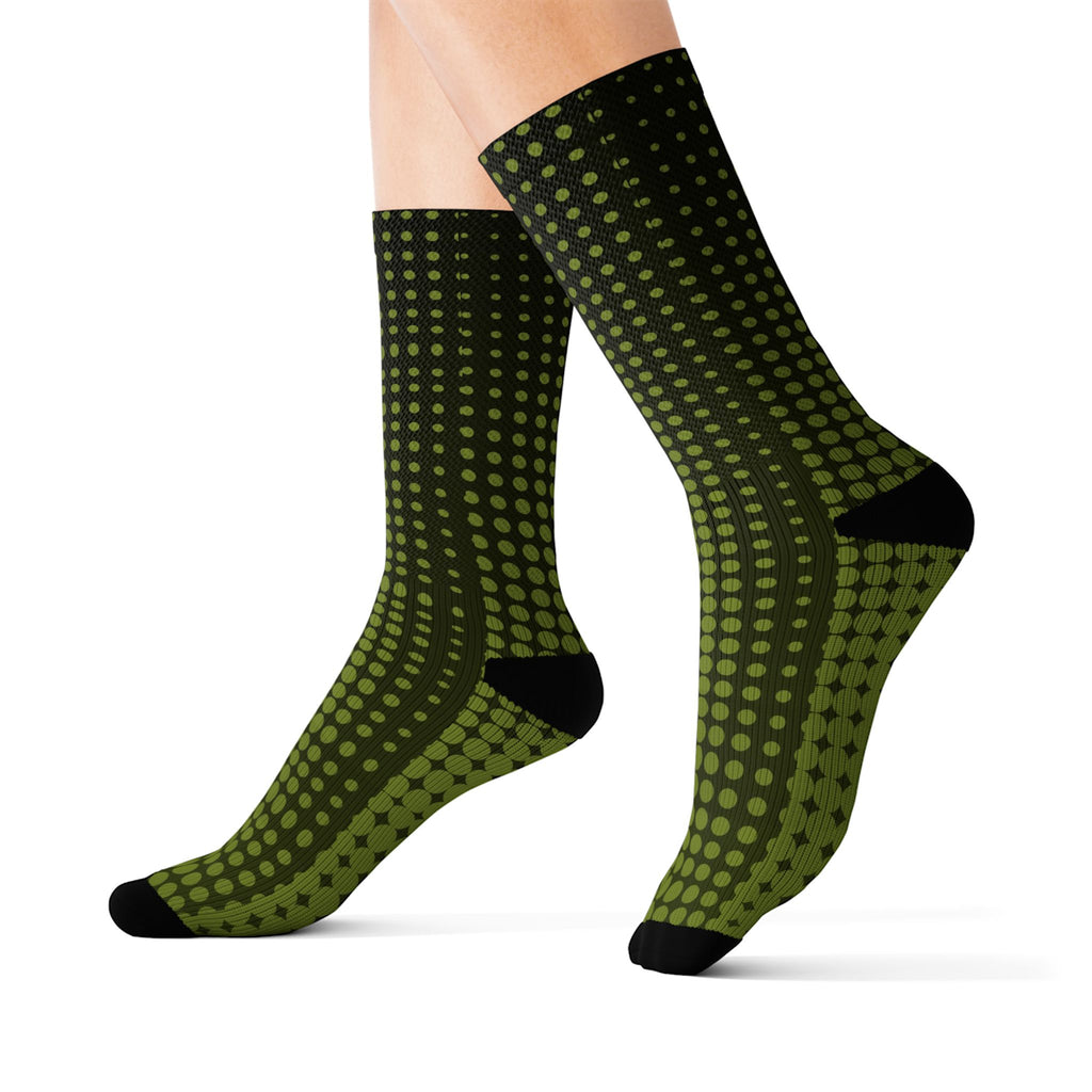 Olive Halftone Athletic Crew Socks