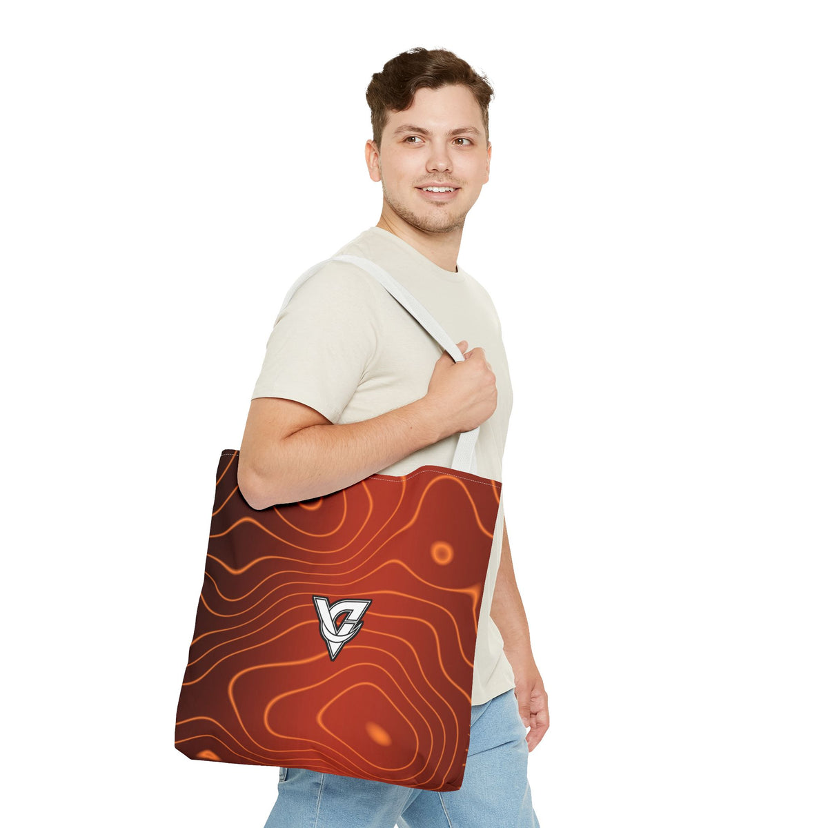 Sunset Orchard Topo Tote Bag — All-Over Print Gym & Everyday Tote