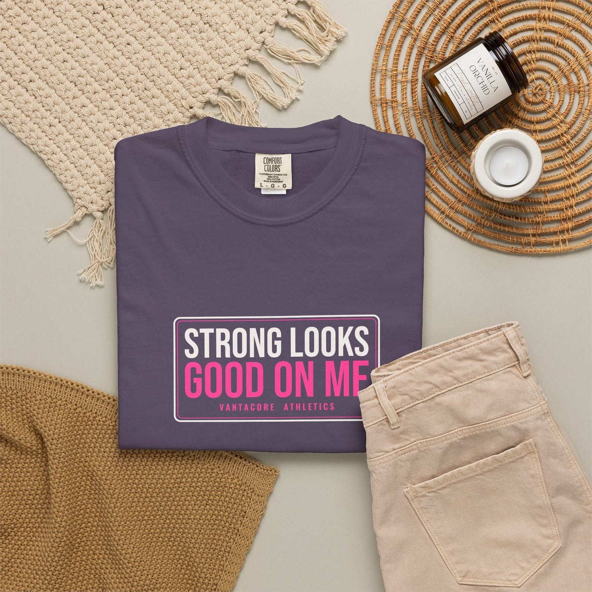 Strong Looks Good On Me | Women's Garment-Dyed Graphic Tee