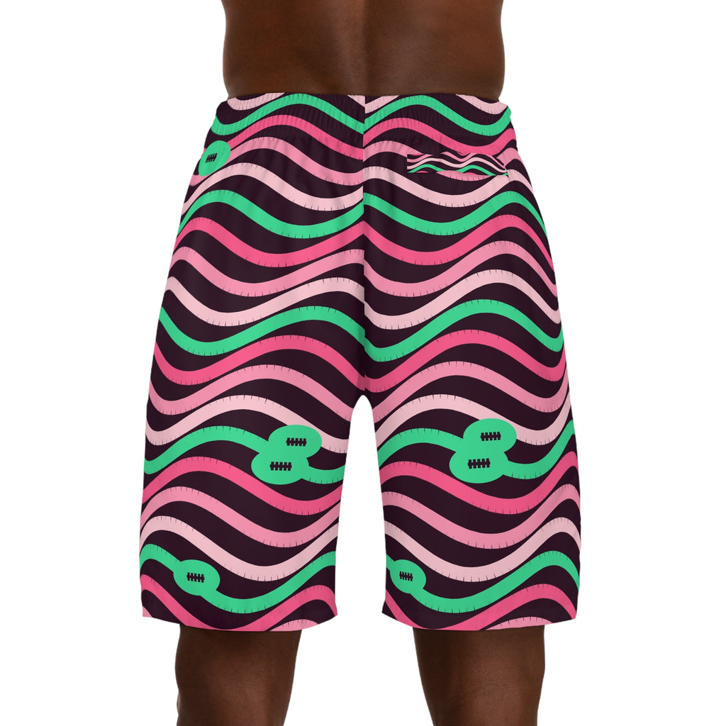 Football Flamingo Fizz Wave Rider Men's Athletic Shorts with Pockets