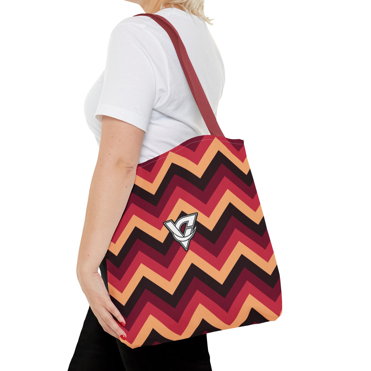 Cranberry Chevron Tote Bag — All-Over Print Gym & Everyday Tote