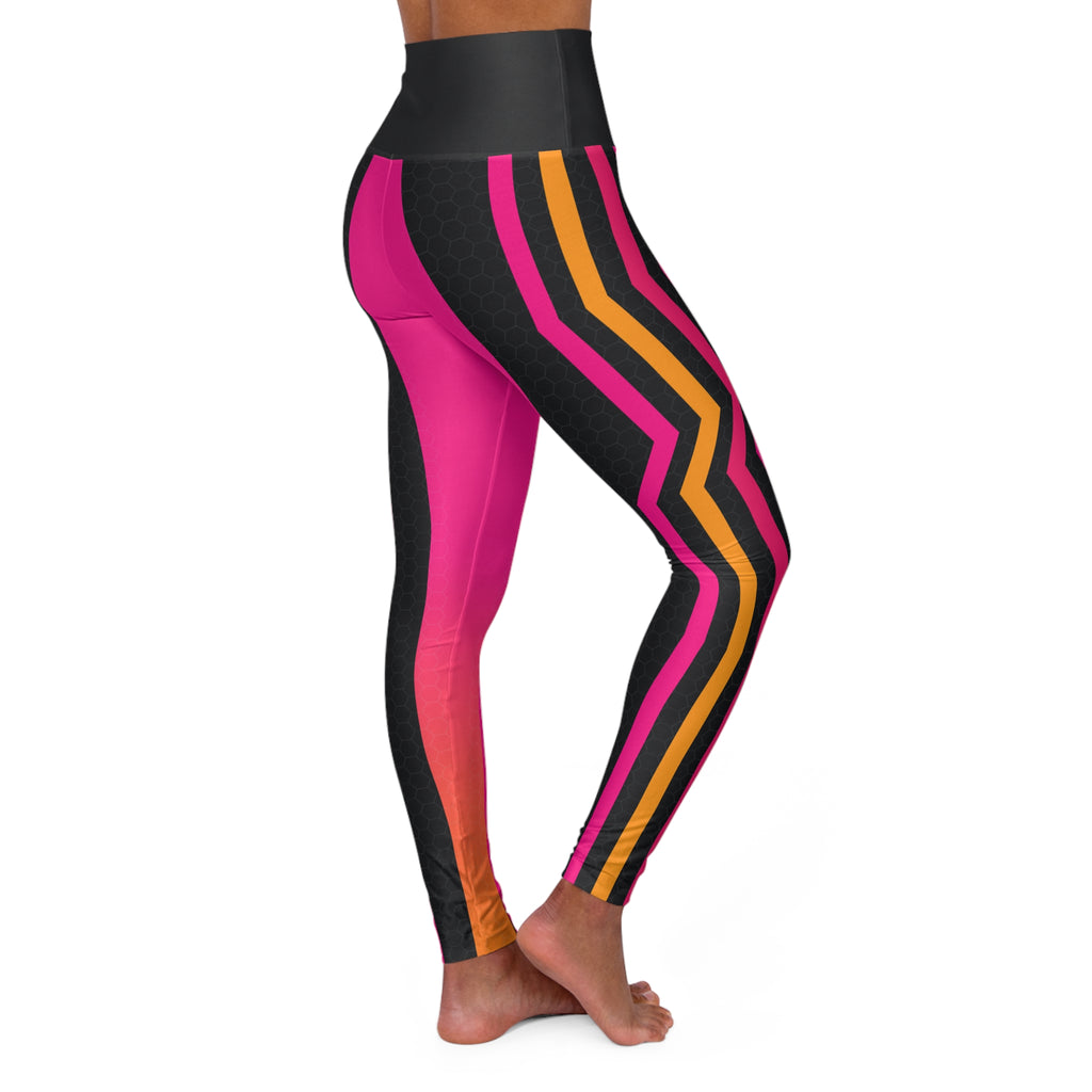 Neon Magenta Inferno High-Waisted Yoga Leggings