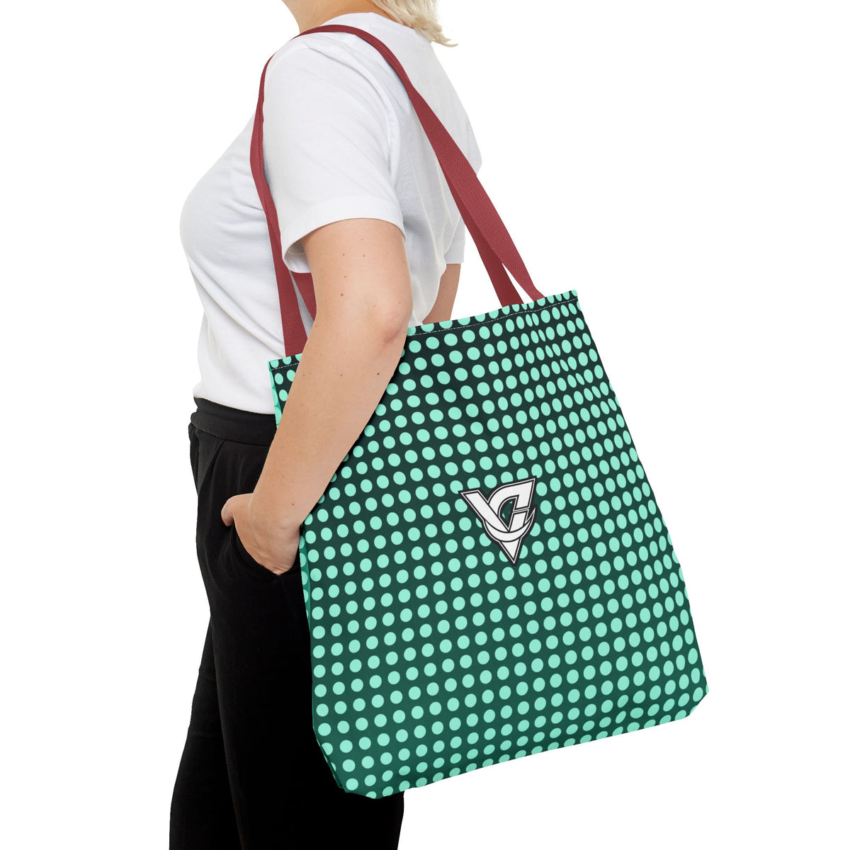 Mint Halftone Tote Bag — All-Over Print Gym & Everyday Tote