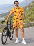Cycling Electric Mango Pixel Camo Men's Athletic Shorts with Pockets - front view