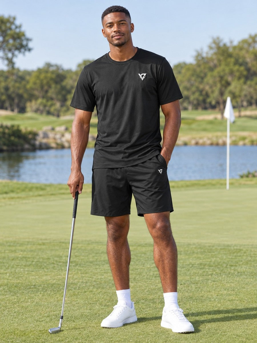 Vantacore Solid Black Men's Sports Jersey - front view