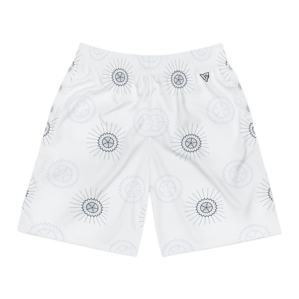 Cycling Arctic White Chainring Men's Athletic Shorts with Pockets