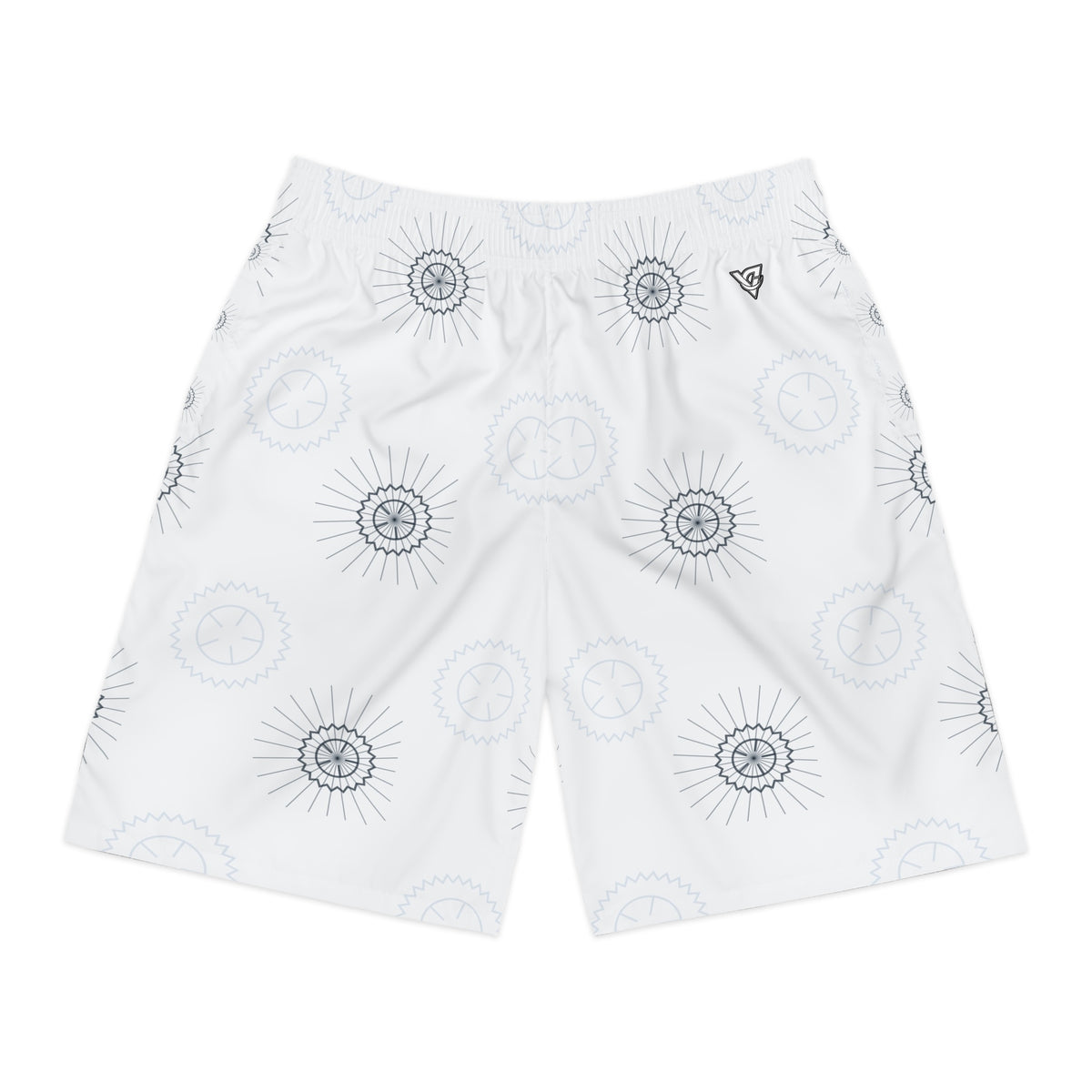 Cycling Arctic White Chainring Men's Athletic Shorts with Pockets
