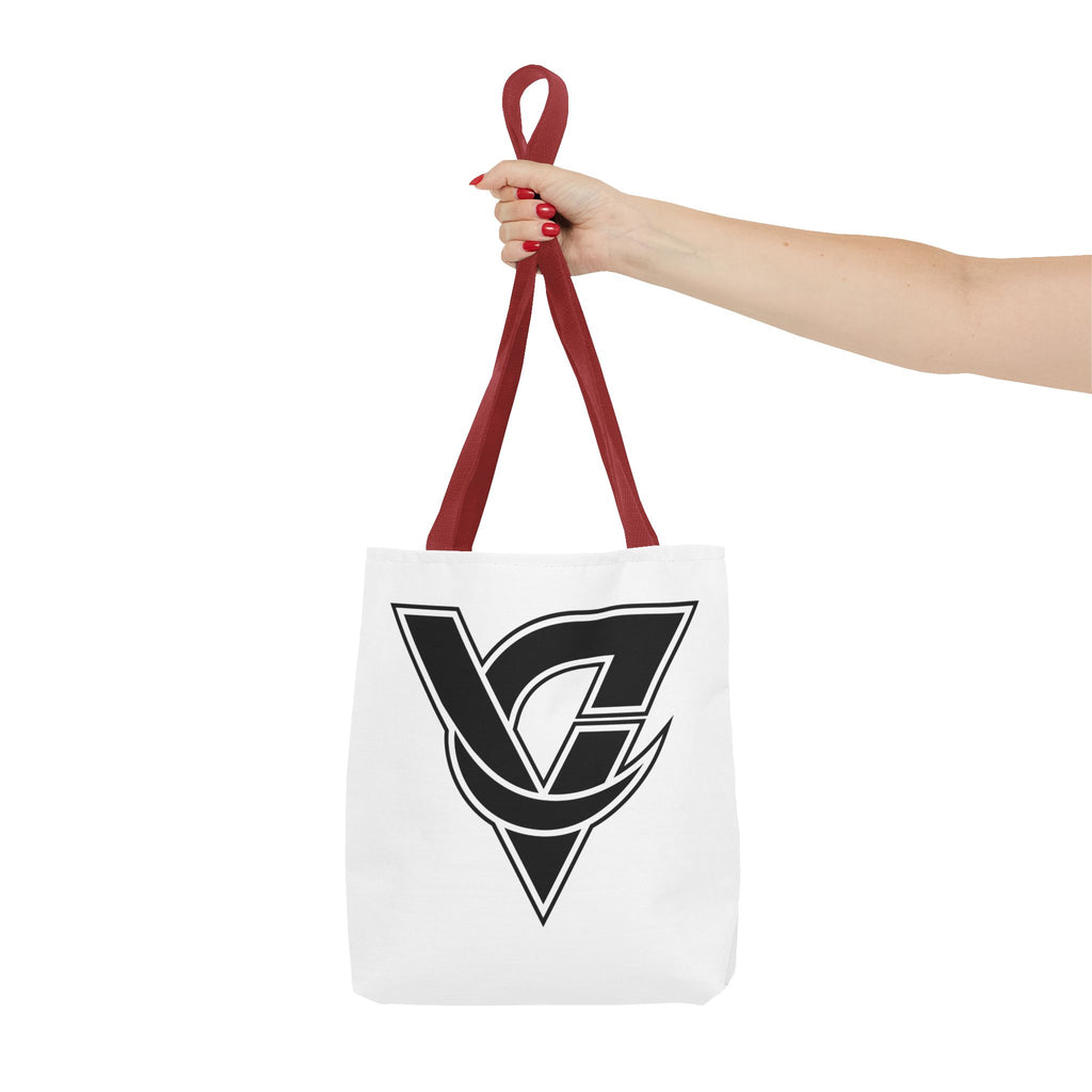 Monogram V Triangle Tote Bag – Bold Black Logo All-Over Print