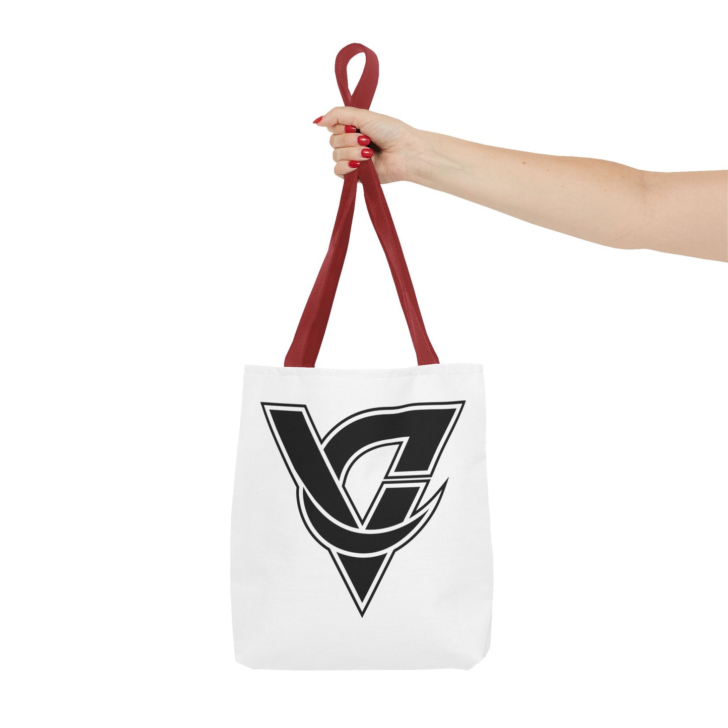 Monogram V Triangle Tote Bag – Bold Black Logo All-Over Print