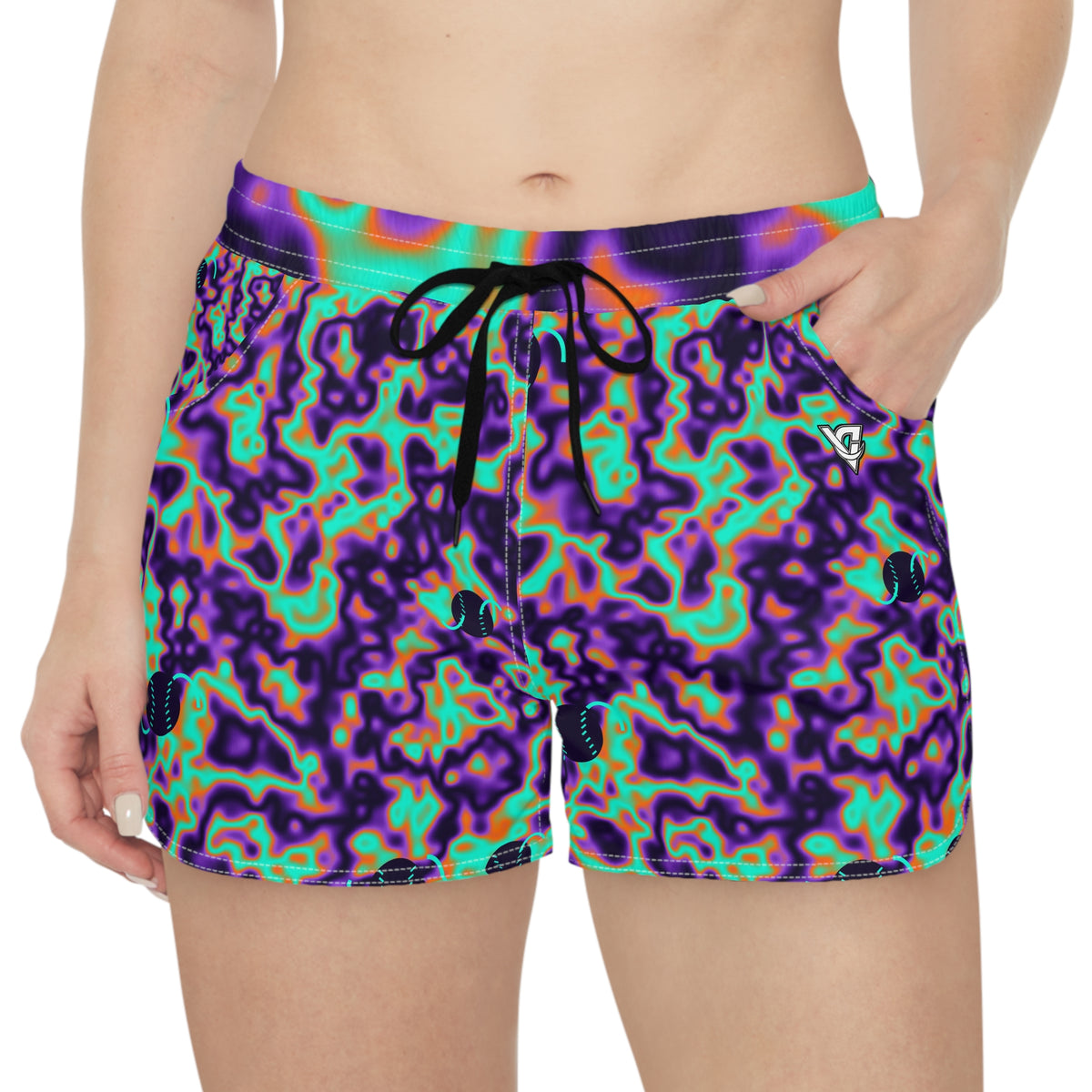 Baseball & Softball Galaxy Glow Marble Flow Women's Athletic Shorts with Pockets