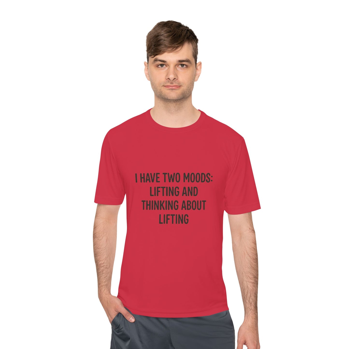 Lifting & Thinking About Lifting Tee — Workout Humor Moisture‑Wicking Shirt