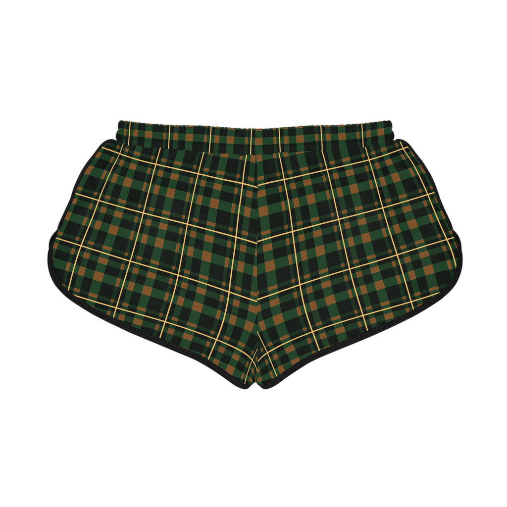 Women's Evergreen Ember Flannel Relaxed Shorts — All-Over Print Running & Workout Shorts