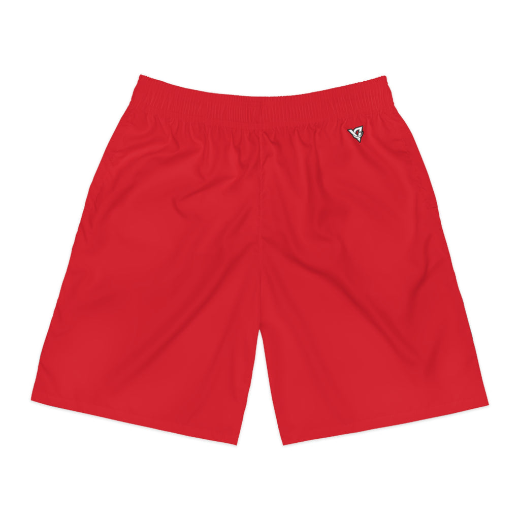 Vantacore Solid Red Men's Athletic Shorts with Pockets
