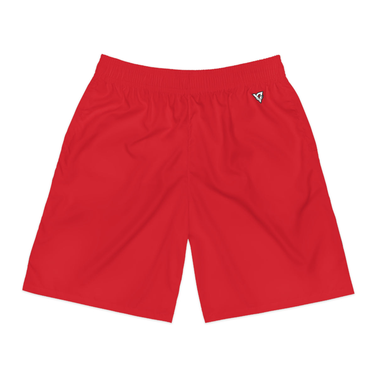 Vantacore Solid Red Men's Athletic Shorts with Pockets