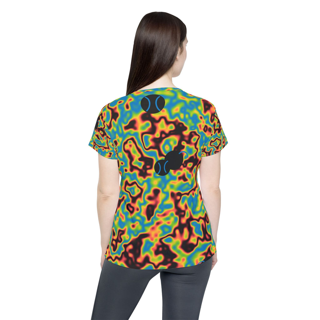 Tennis Rainbow Rally Marble Flow Women's Sports Jersey