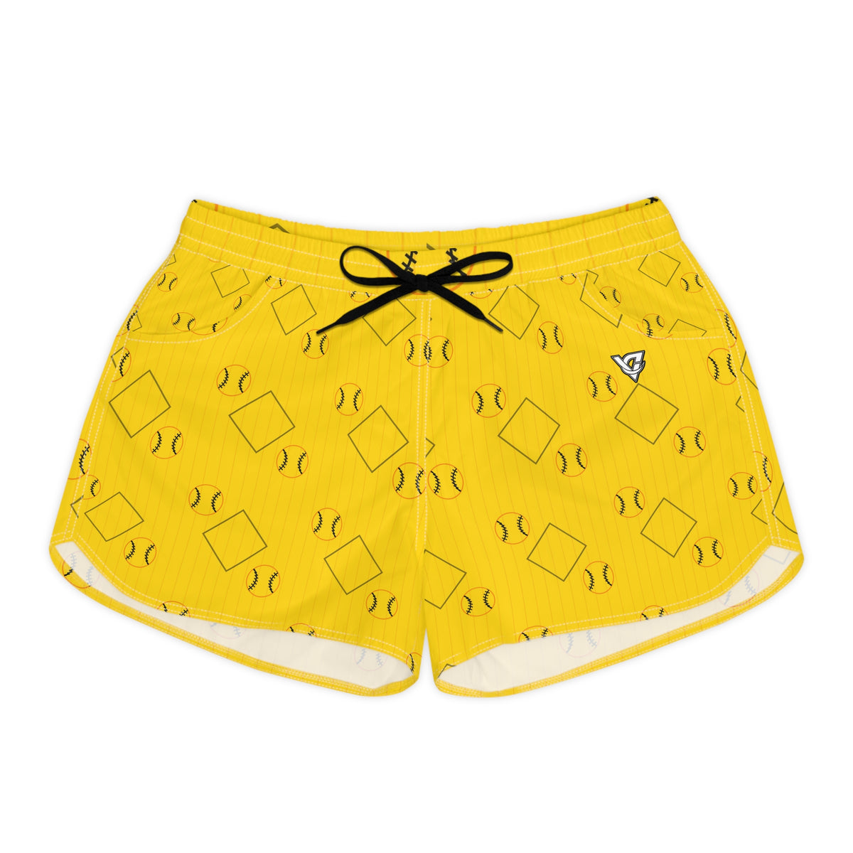 Baseball & Softball Neon Citrus Diamond Stitch Women's Athletic Shorts with Pockets