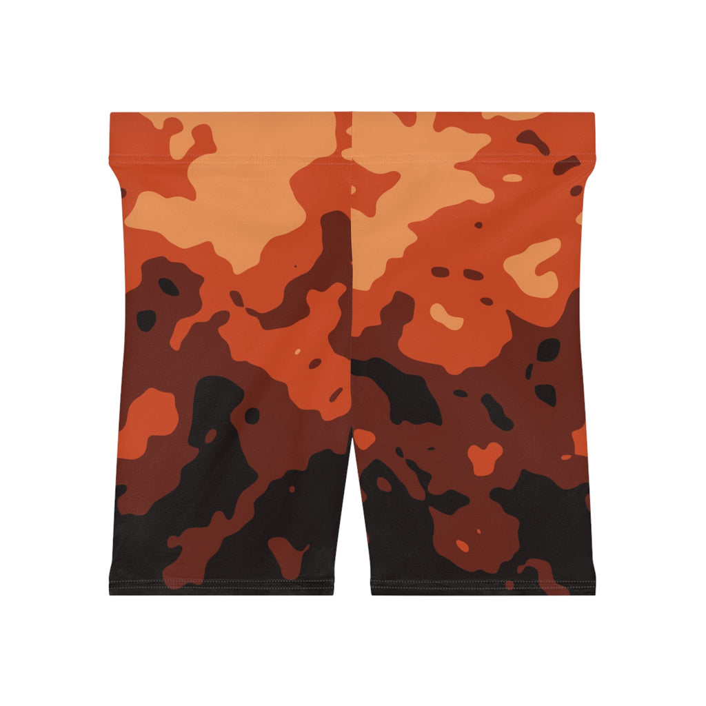 Rust Magma Women's Biker Shorts — High-Waist Workout Shorts