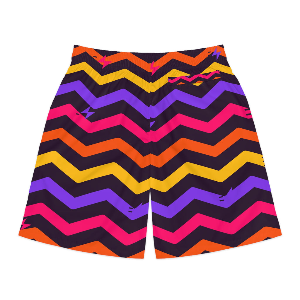 Running Berry Blast Chevron Rush Men's Athletic Shorts with Pockets