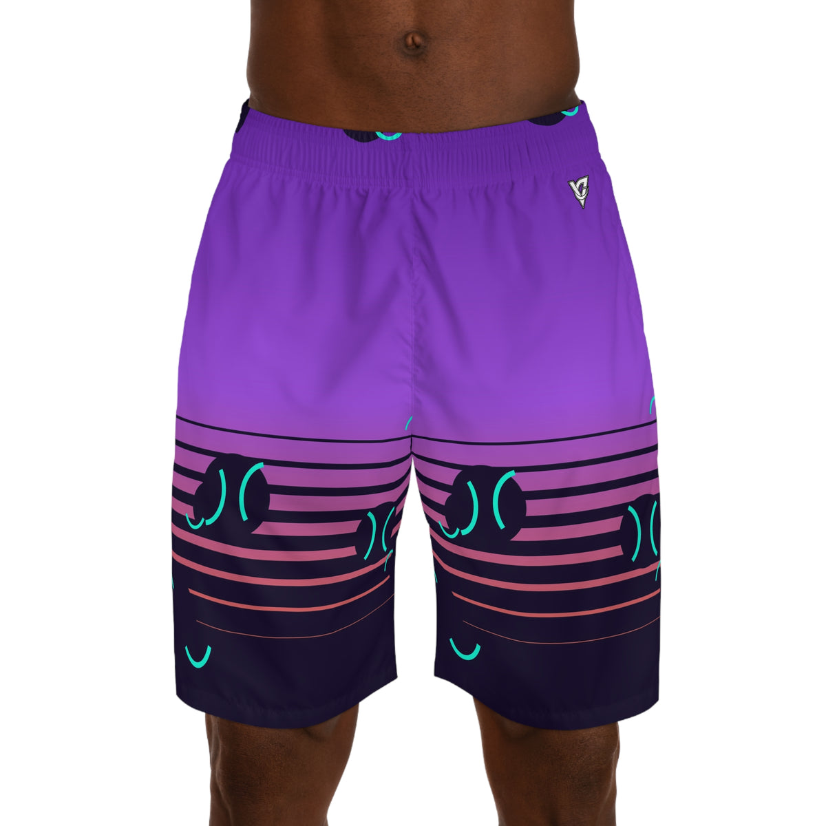 Tennis Galaxy Glow Horizon Fade Men's Athletic Shorts with Pockets
