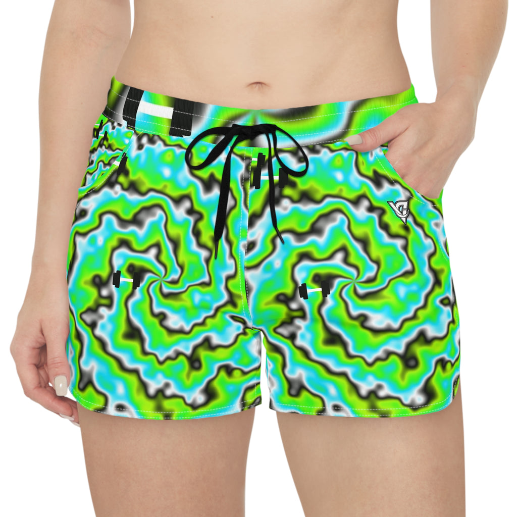 Training & Gym Lime Riot Tie-Dye Spin Women's Athletic Shorts with Pockets