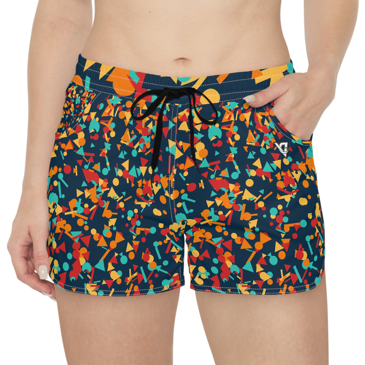 Yoga Tropic Heat Confetti Pop Women's Athletic Shorts with Pockets