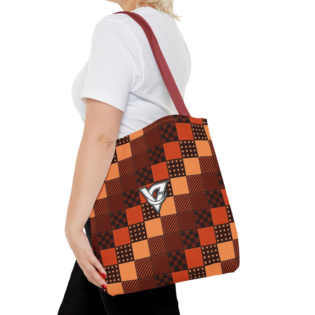 Rust Patchwork Tote Bag — All-Over Print Gym & Everyday Tote