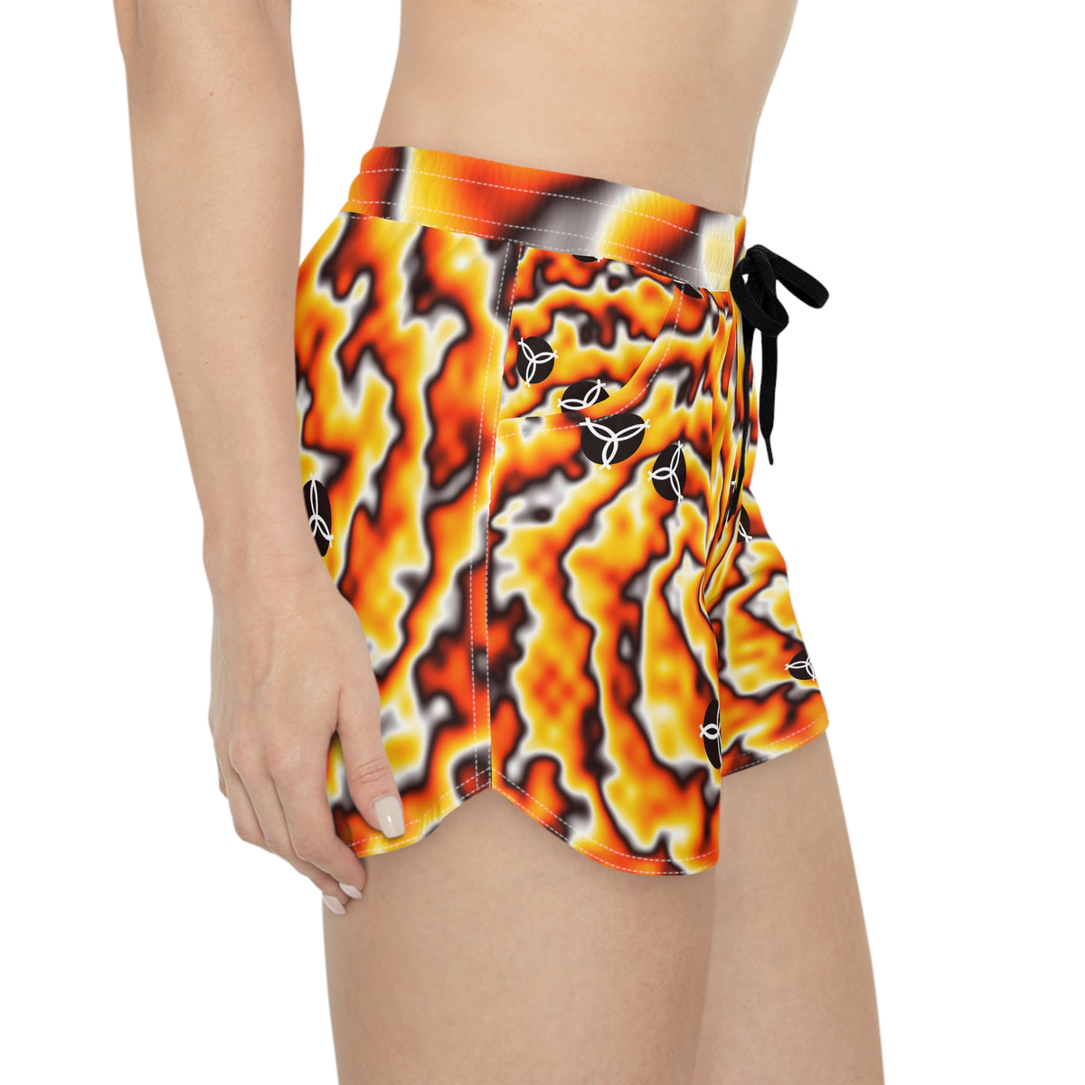 Volleyball Solar Flare Tie-Dye Spin Women's Athletic Shorts with Pockets