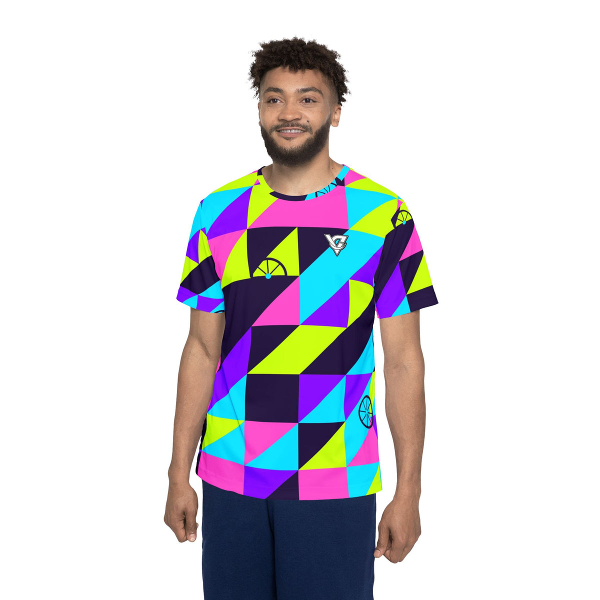 Cycling Violet Volt Prism Block Men's Sports Jersey