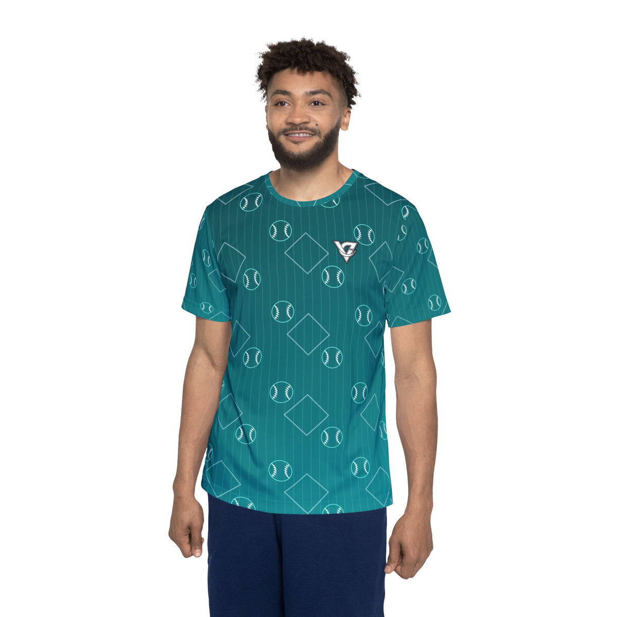 Baseball & Softball Teal Wave Diamond Stitch Men's Sports Jersey