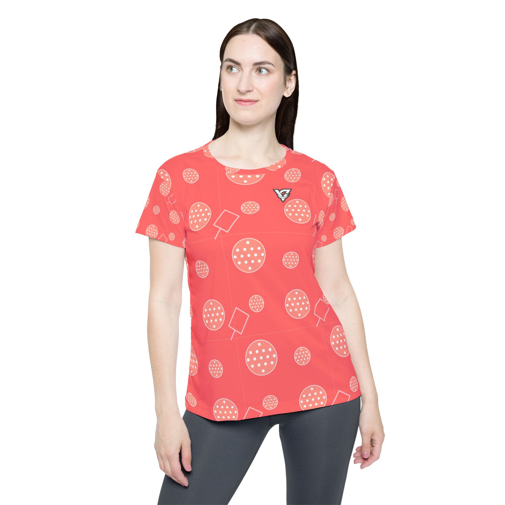 Pickleball Hot Coral Dink Dot Women's Sports Jersey